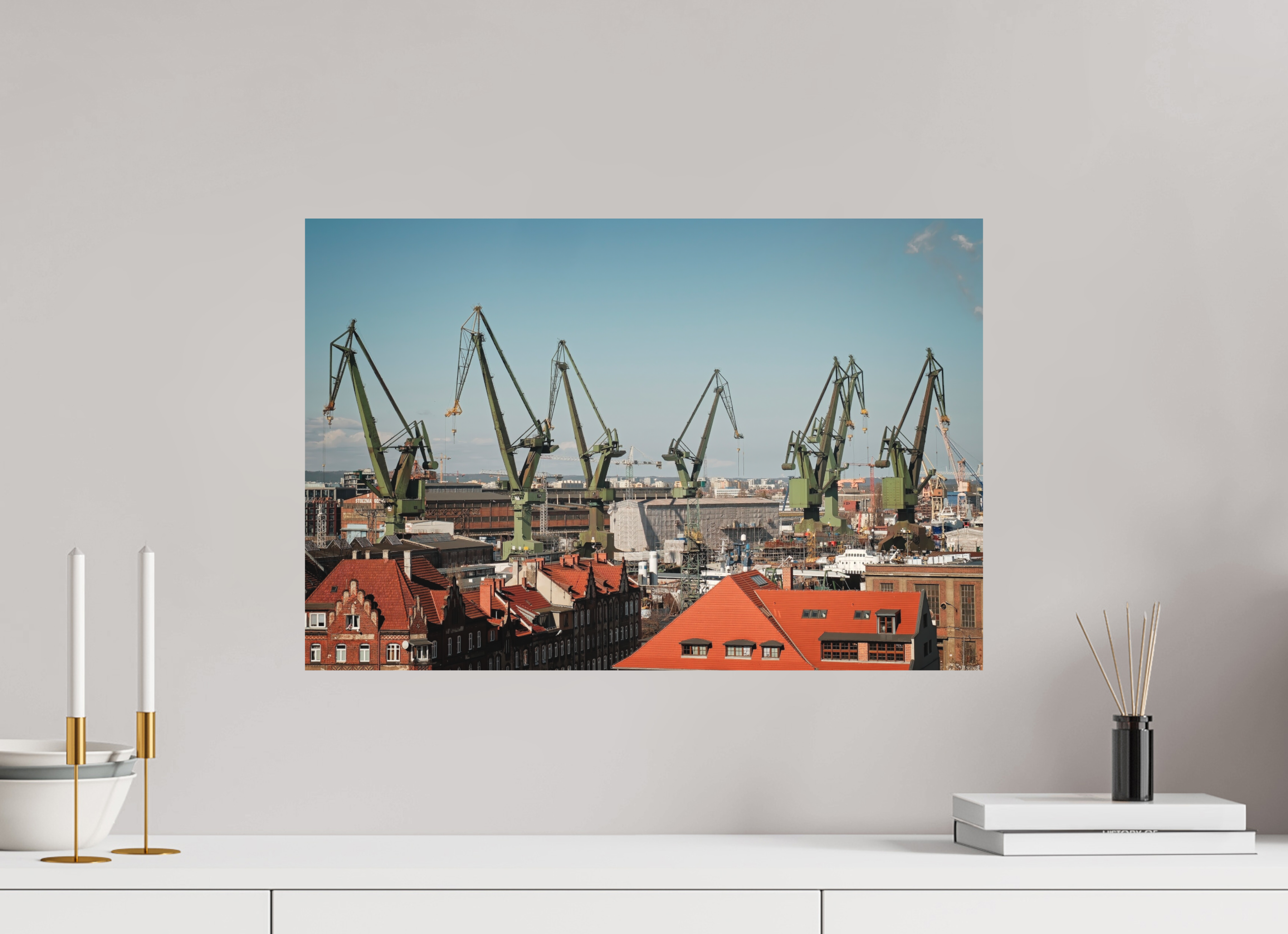 60 x 40 cm, Museum Giclée Print Gdańsk Cranes