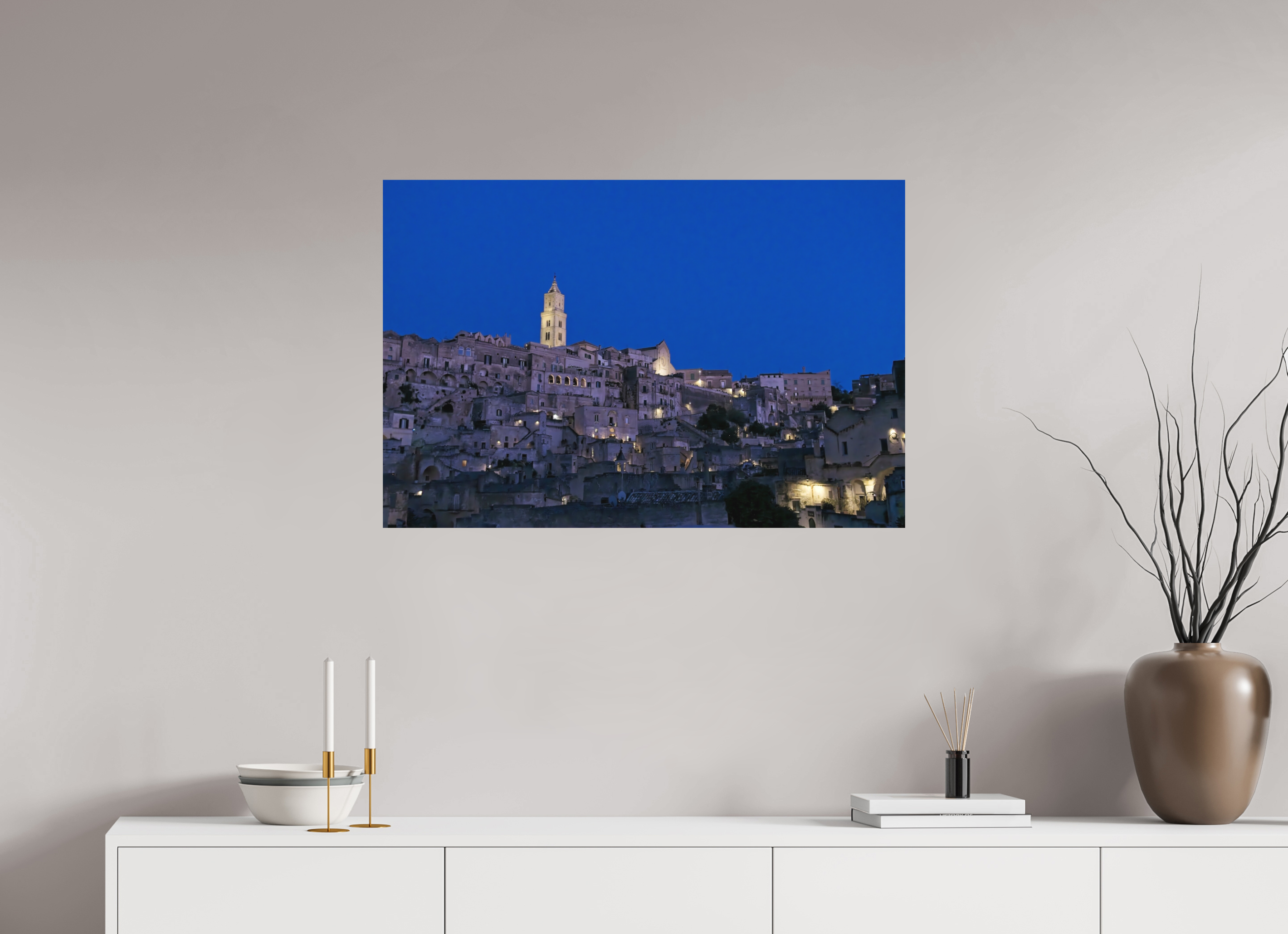 90 x 60 cm, Museum Giclée Print Blue Hour, Matera