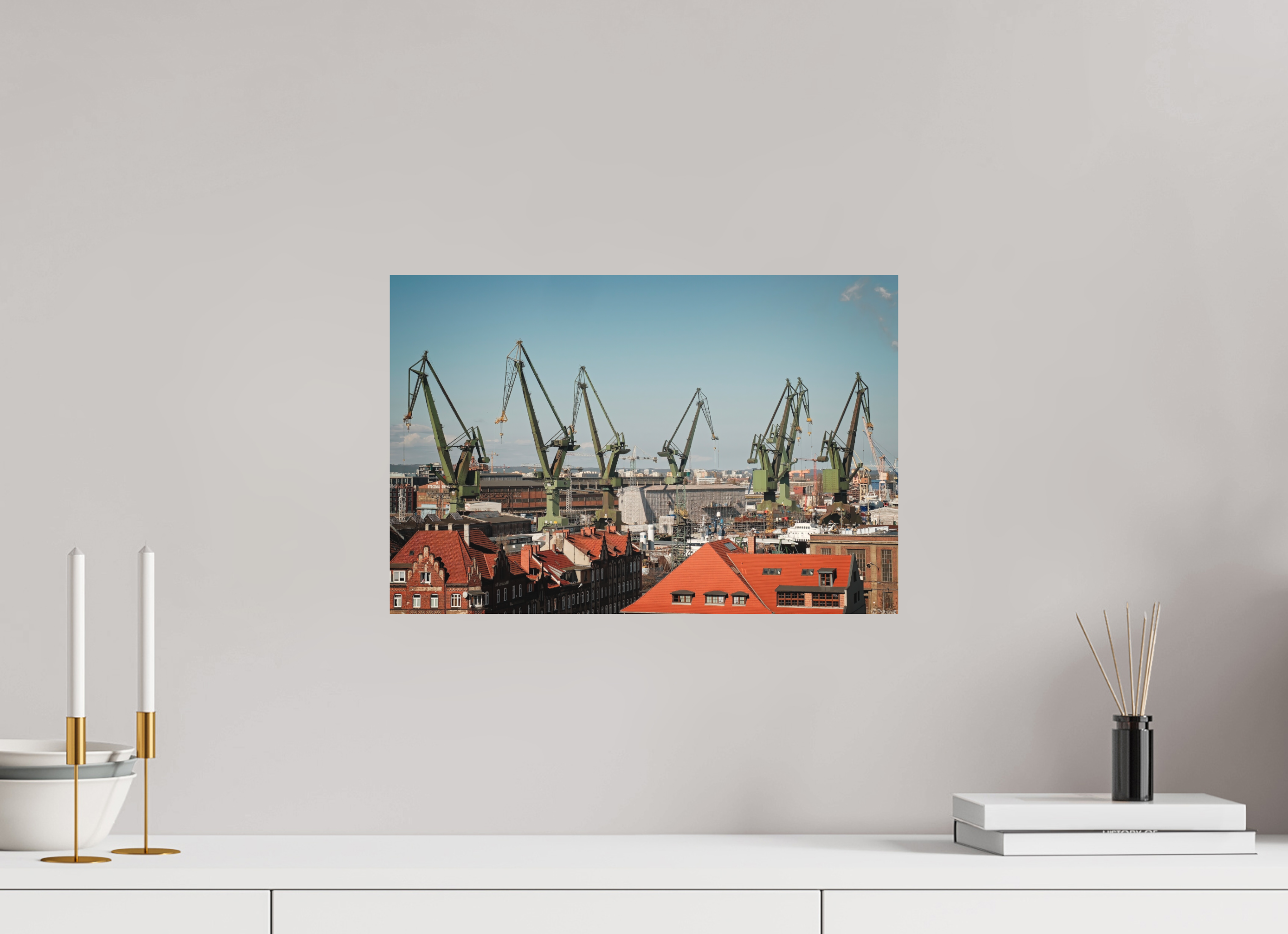 45 x 30 cm, Museum Giclée Print Gdańsk Cranes