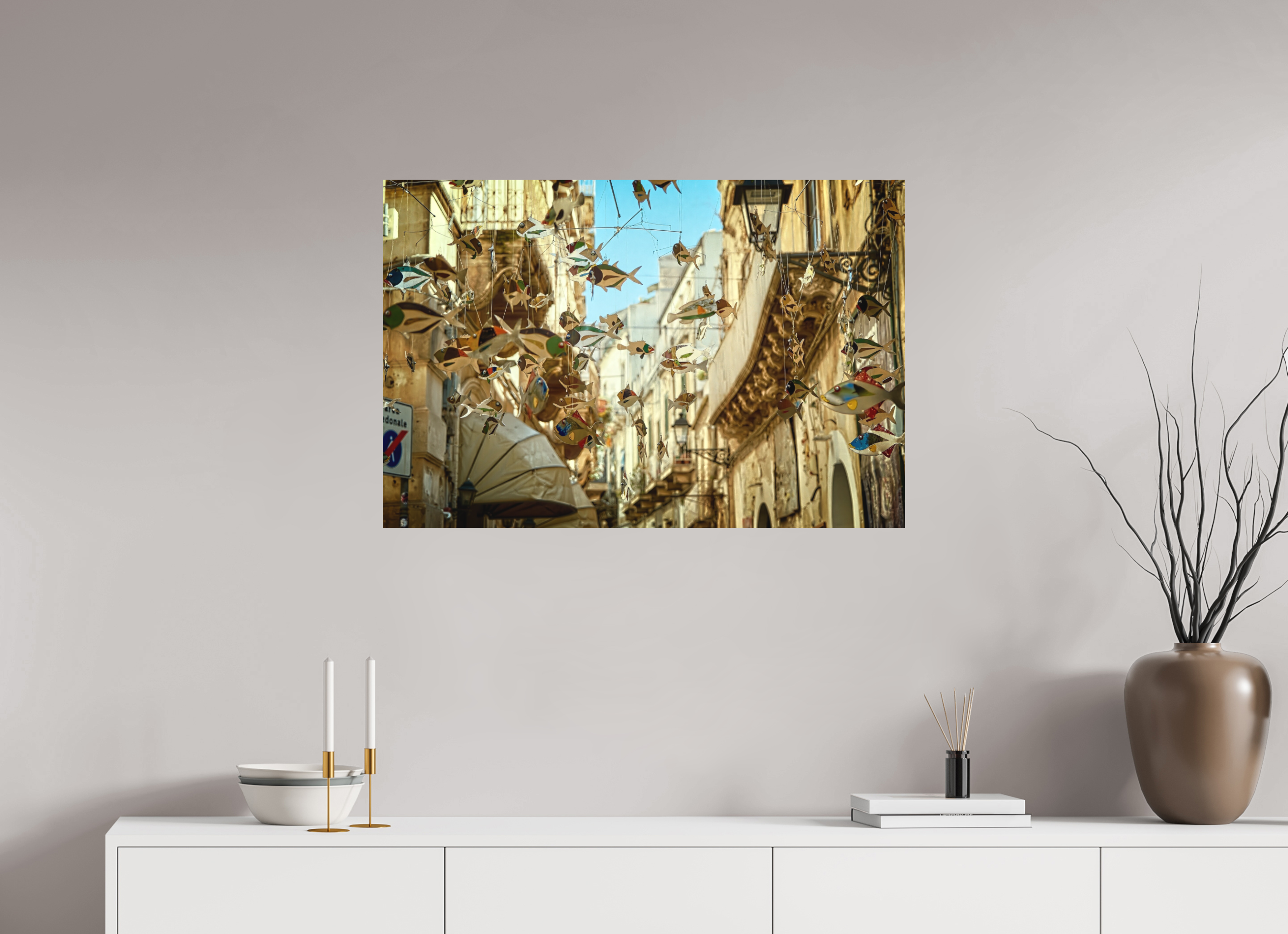 90 x 60 cm, Museum Giclée Print Street of Fish