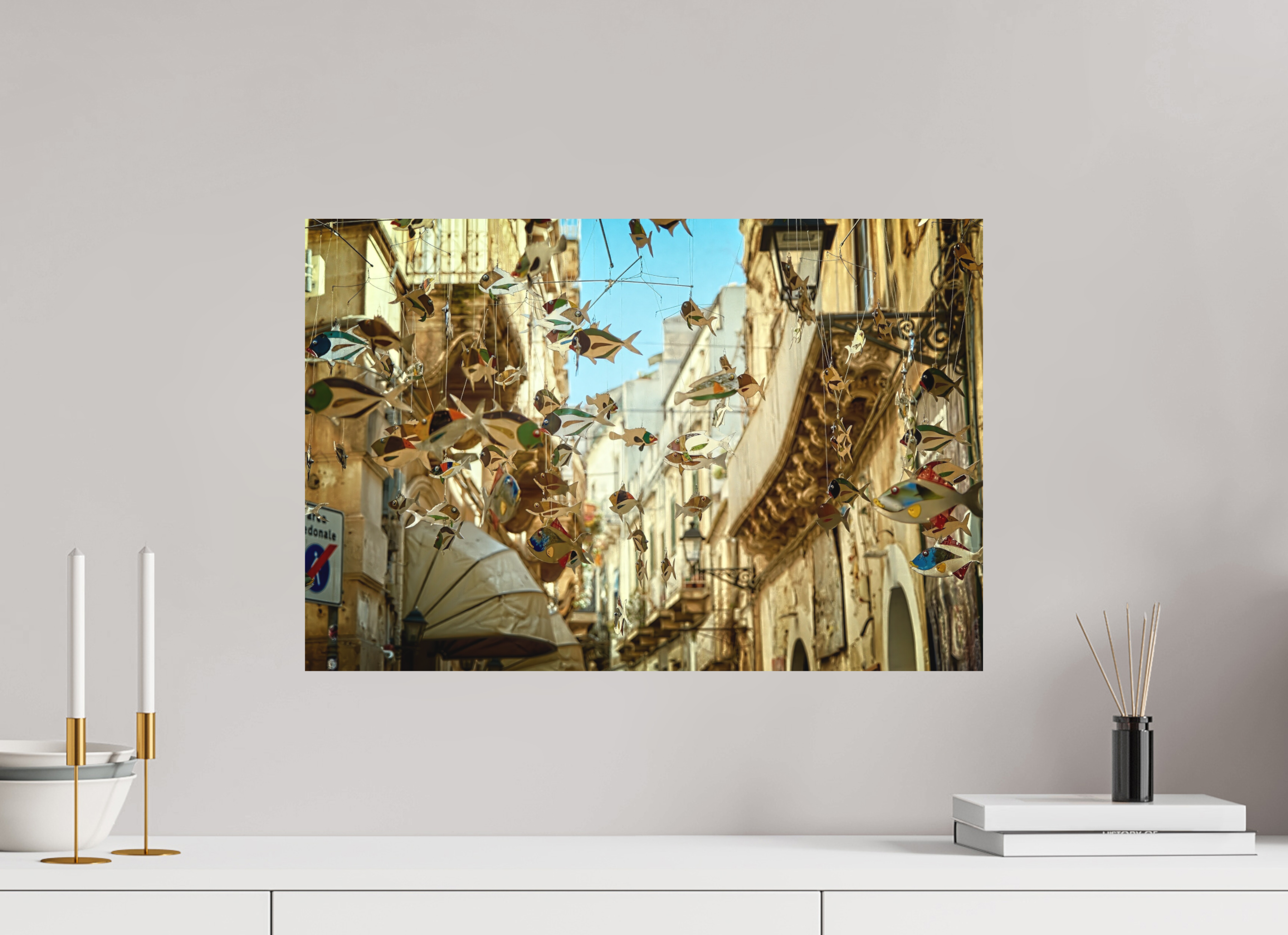 60 x 40 cm, Museum Giclée Print Street of Fish
